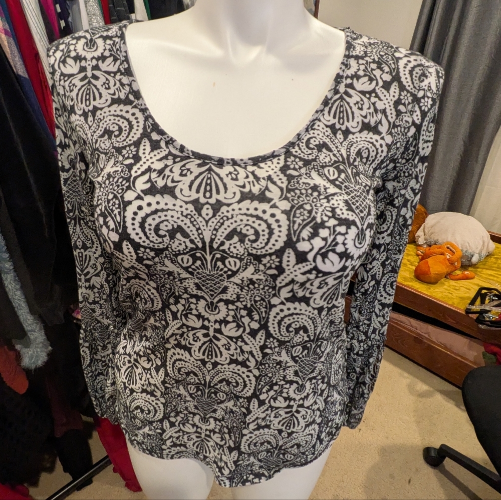 Sahana Grey and White Boho Women's Top - M